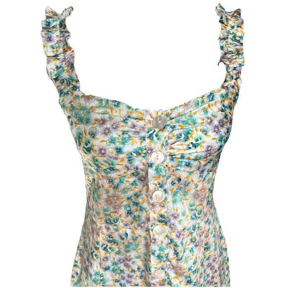 Zara satin effect ruffle strap button down floral dress. Size M - Picture 11 of 15